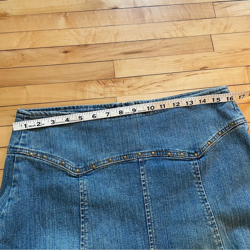 2000s Y2K Blue denim midi skirt with studded details - Picture 4 of 7
